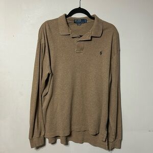 Brown long sleeve ralph lauren collared polo 100% cotton